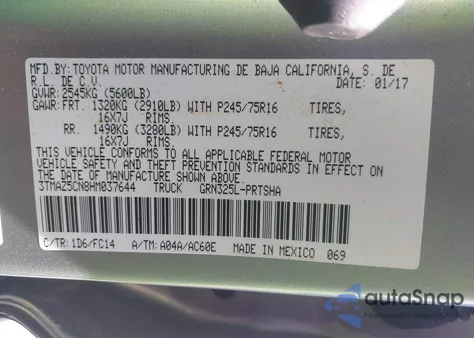 2017 Toyota Tacoma Sr5 V6 z USA, uszkodzony, nr VIN 3TMAZ5CN8HM037644